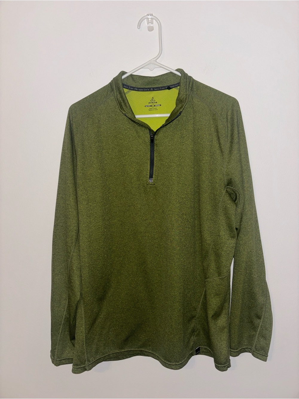 Prana Olive Green Quarter-Zip Active Pullover